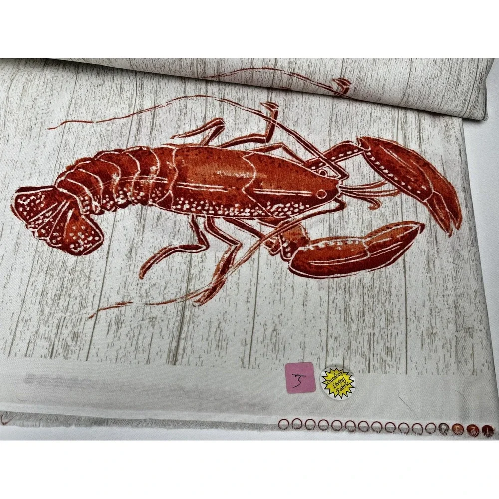 Stencil Lobster Pillow Bryant Industries Indoor/Outdoor‎ Fabric 2 yards- NWOT
